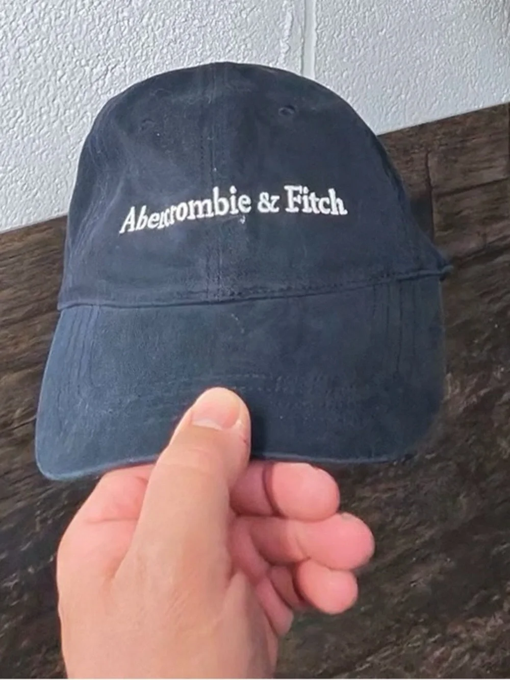 Abercrombie & Fitch Navy Cap with White Script Logo